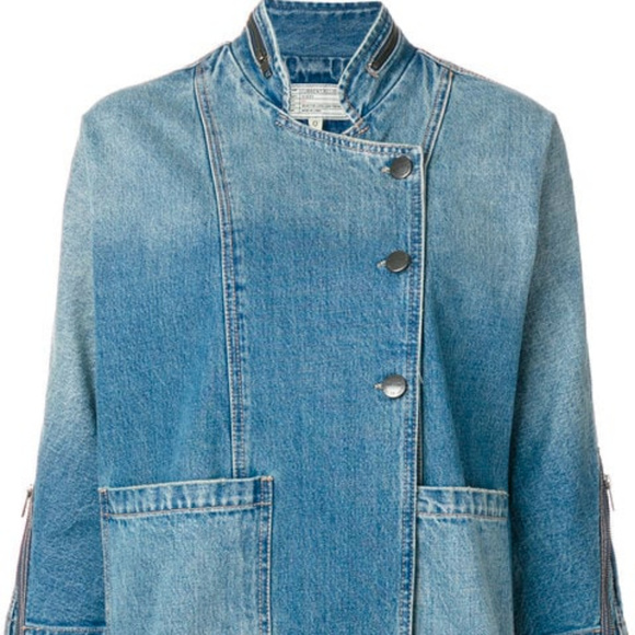 🆕 Current/Elliott Cropped Sleeve Denim Jacket Med - Picture 1 of 6